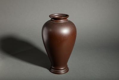 Japanese Bronze Vase with Finch on Grape Vine