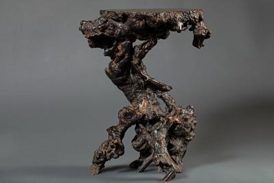 Japanese Burl Wood Stand