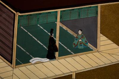 Japanese Byobu six panels screen on paper Edo Period 19th century