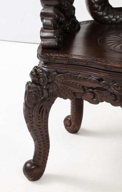 Japanese Carved Dragon Armchair c 1900