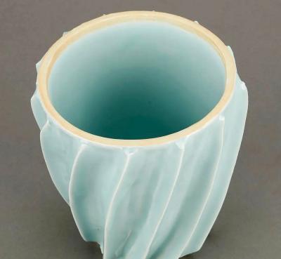 Japanese Celadon Lidded Vessel Mizusashi by Uichi Shimizu