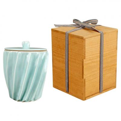 Japanese Celadon Lidded Vessel Mizusashi by Uichi Shimizu