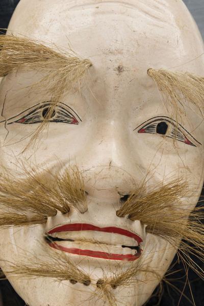 Japanese Ceramic Onikami Noh Mask in a Shadow Box
