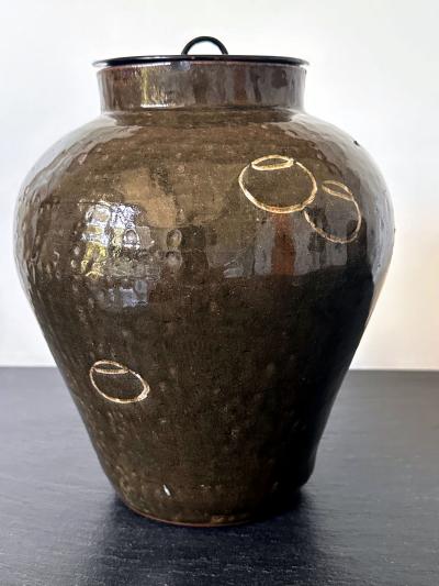 Japanese Ceramic Seto Tea Leaf Tsubo Jar Edo Period