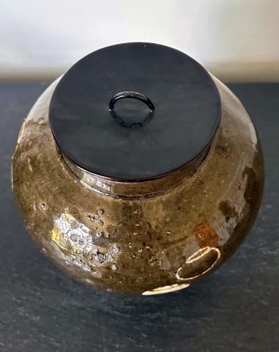 Japanese Ceramic Seto Tea Leaf Tsubo Jar Edo Period