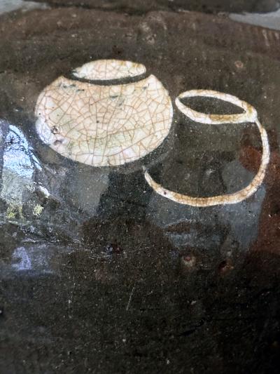 Japanese Ceramic Seto Tea Leaf Tsubo Jar Edo Period