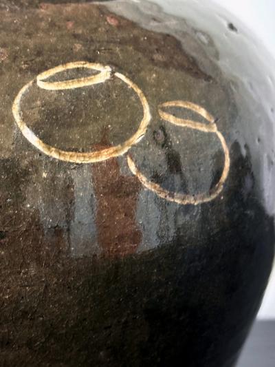 Japanese Ceramic Seto Tea Leaf Tsubo Jar Edo Period