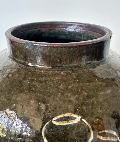 Japanese Ceramic Seto Tea Leaf Tsubo Jar Edo Period