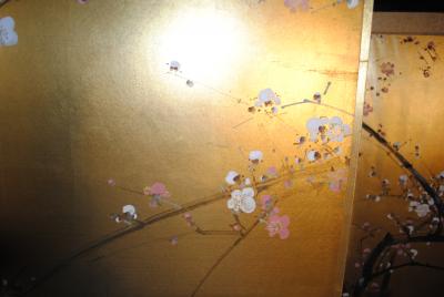 Japanese Cherry Blossom Byobu screen signed