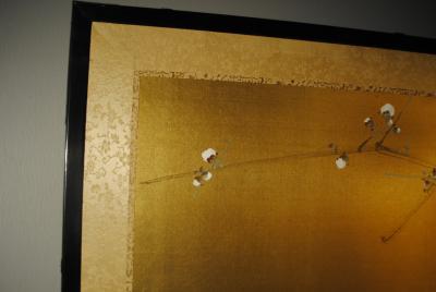 Japanese Cherry Blossom Byobu screen signed