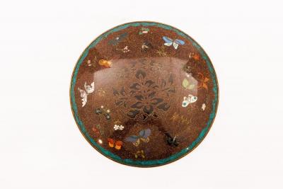Japanese Cloisonn Enamel Charger with Cranes Attributed to Got Seizabur 