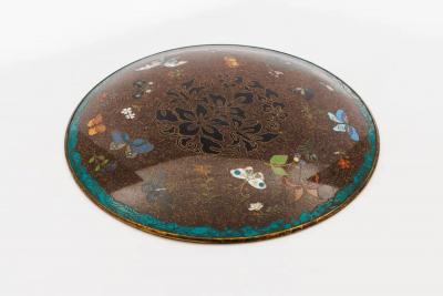 Japanese Cloisonn Enamel Charger with Cranes Attributed to Got Seizabur 