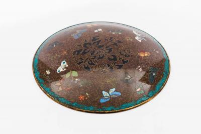 Japanese Cloisonn Enamel Charger with Cranes Attributed to Got Seizabur 