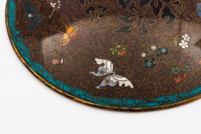 Japanese Cloisonn Enamel Charger with Cranes Attributed to Got Seizabur 