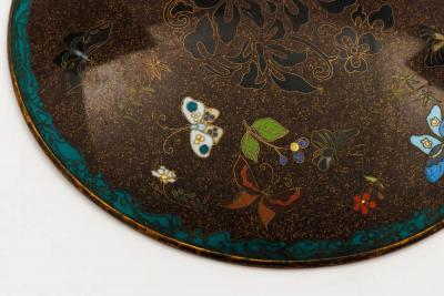Japanese Cloisonn Enamel Charger with Cranes Attributed to Got Seizabur 