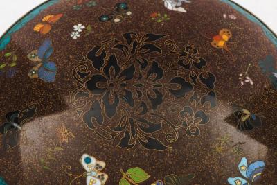 Japanese Cloisonn Enamel Charger with Cranes Attributed to Got Seizabur 