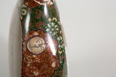Japanese Cloisonn Vase with Raven and Waterfowl