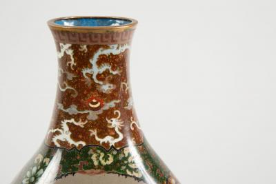 Japanese Cloisonn Vase with Raven and Waterfowl