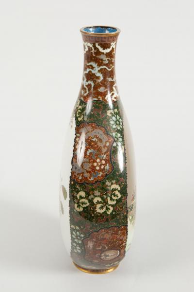 Japanese Cloisonn Vase with Raven and Waterfowl