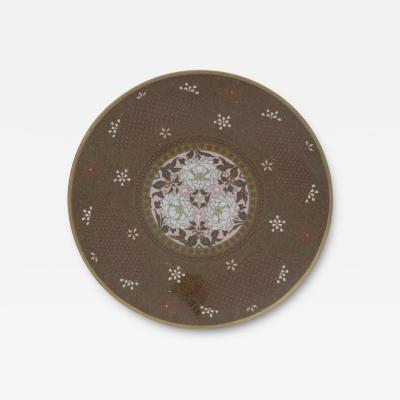 Japanese Cloisonne Enamel Goldstone Pink Geometric Patterns Charger Plate