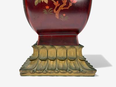 Japanese Copper Lacquered Metal Brass Maruni Vase Table Lamps Japan 1960s