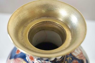 Japanese Edo Imari Paktong Mounted Garniture Vases Pair circa 1720