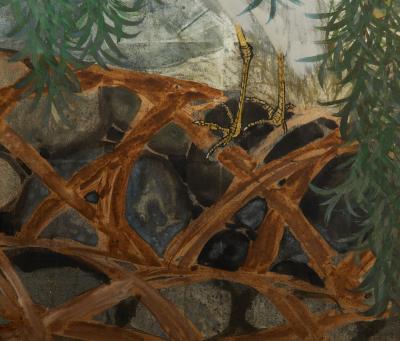 Japanese Eight Panel Screen Herons in Willow