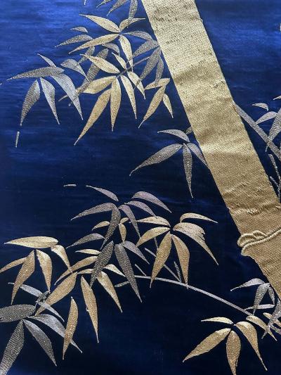 Japanese Embroidery Silk Bamboo Fukusa Meiji Period