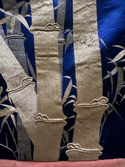 Japanese Embroidery Silk Bamboo Fukusa Meiji Period