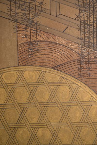 Japanese Five Panel Screen Uji Bridge