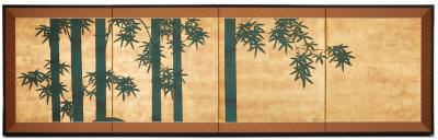 Japanese Four Panel Screen Bamboo on Gold