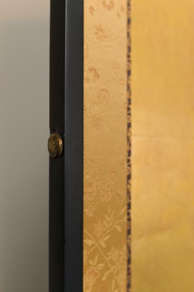 Japanese Four Panel Screen Buck and Doe with Autumn Maple on Gold