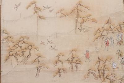 Japanese Four Panel Screen Country Genre Scene