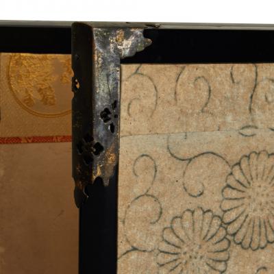 Japanese Four Panel Screen Ducks on a River Bank