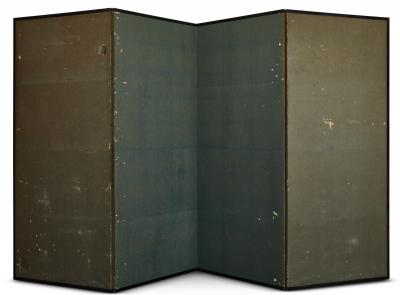 Japanese Four Panel Screen Fishing Boat in the Reeds