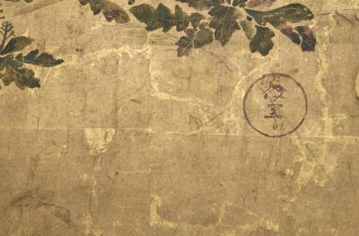 Japanese Four Panel Screen Garden Landscape with Poppies