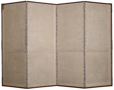 Japanese Four Panel Screen Garden Landscape with Poppies