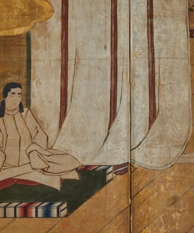 Japanese Four Panel Screen Imperial Household