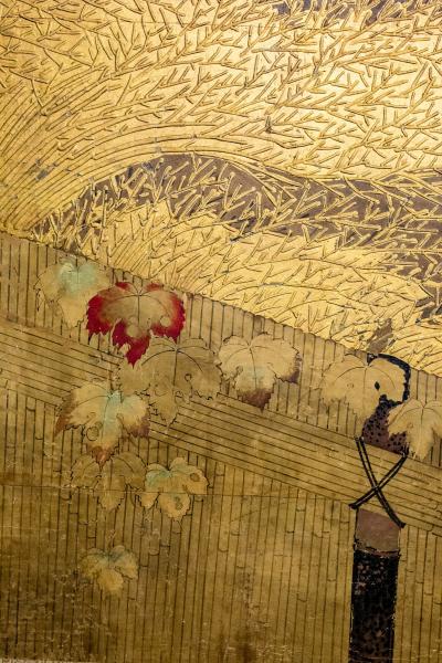 Japanese Four Panel Screen Pheasant on Old Plum in Garden
