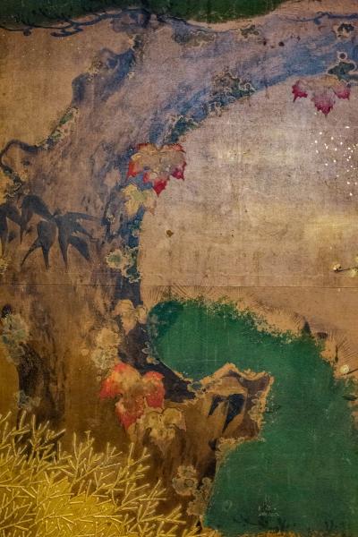 Japanese Four Panel Screen Pheasant on Old Plum in Garden
