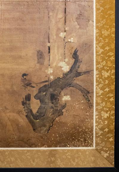 Japanese Four Panel Screen Pheasant on Old Plum in Garden