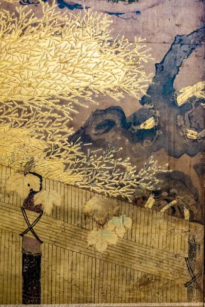 Japanese Four Panel Screen Pheasant on Old Plum in Garden