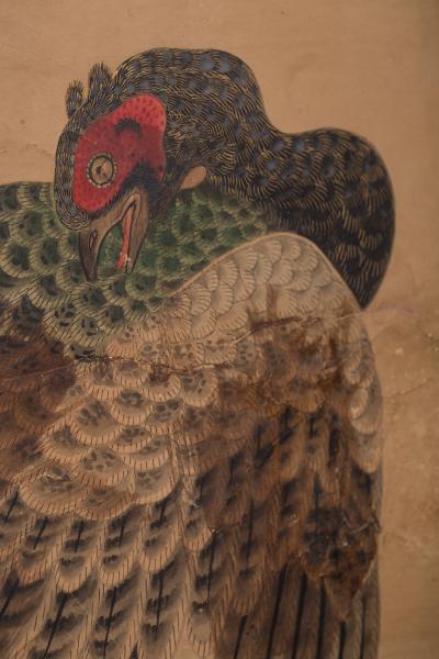 Japanese Four Panel Screen Pheasants in Ancient Plum in Snowy Landscape