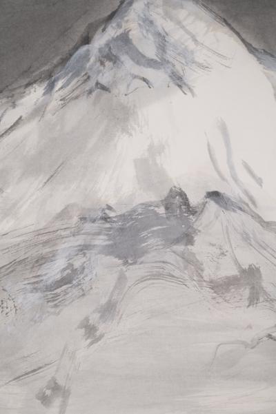 Japanese Four Panel Screen Tibetan Mountain Monastery