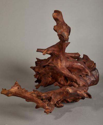 Japanese Free Form Natural Wood Stand Side Table