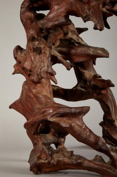 Japanese Free Form Natural Wood Stand Side Table