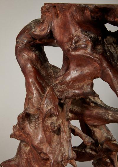 Japanese Free Form Natural Wood Stand Side Table