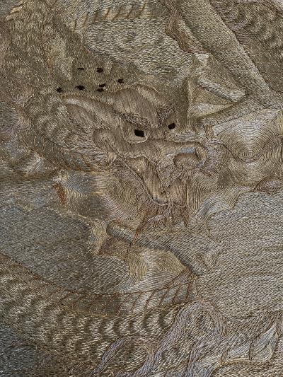 Japanese Fukusa Relief Embroidery Textile Art of Dragon