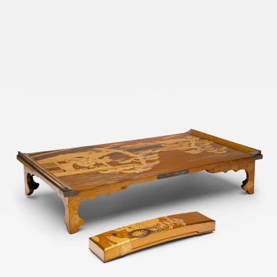 Japanese Gilt Lacquer Writing Desk Poem Box