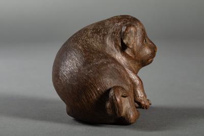 Japanese Hard Wood Carving of a Puppy
